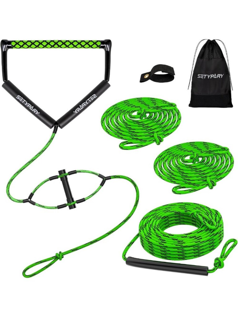 75FT Floating Wakeboard Rope & Handle - 4 Sections for Water Skiing